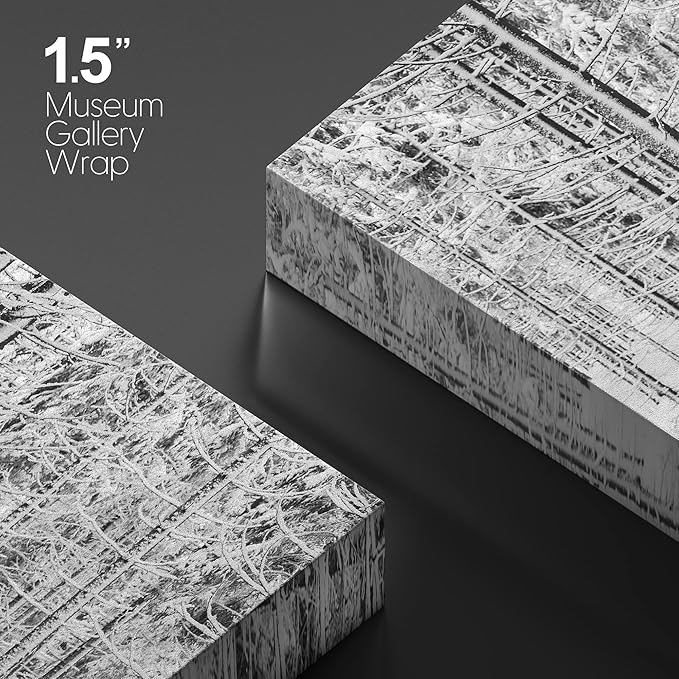 SIGNWIN Canvas Wall Art Winter Snow Covered Birch Trees on The Hillside Nature Forest Modern Art Traditional Scenic Dramatic Black and White for Living Room, Bedroom, Office - 24x36 inches
