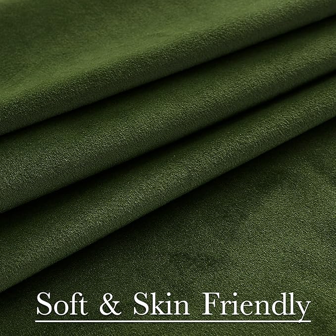 StangH Moss Green Velvet Curtains 120 inches Long, Light Blocking Privacy Sliding Door Covering Christmas Home Decoration Backdrop Curtains, W52 x L120, 2 Panels