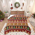 Feelyou Merry Christmas Comforter Set King Size Greenland Home Bedding Set for Kids Boys Girls Xmas Tree Duvet Quilt Striped Bedroom Decor Microfiber 3 Pcs with 2 Pillow Cases