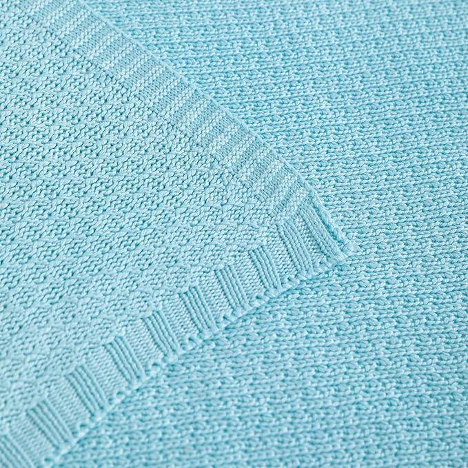 NTBAY Cable Knit Cooling Bed Blanket, Soft and Breathable Oversized Twin Bed Blanket 60x80 Inches Made from Rayon Derived from Bamboo for Bedroom, Travel, Blue
