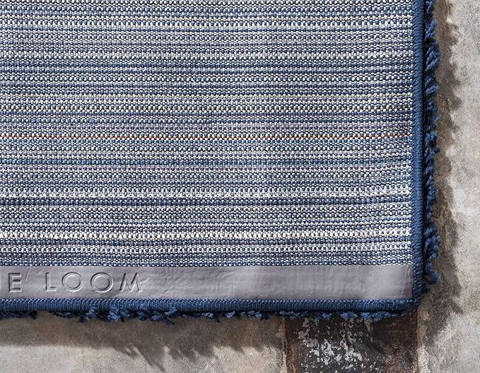 Unique Loom Solid Shag Collection Area Rug (7' 1" x 10' Rectangle, Sapphire Blue/ Navy Blue)