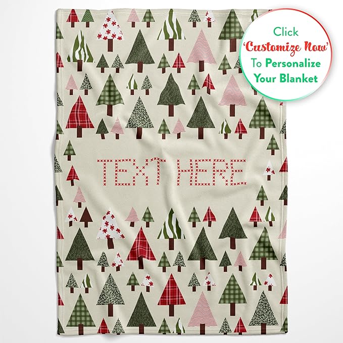 Custom Christmas Tree Blanket - Ships Next Day, Printed in USA - Fleece or Sherpa Sofa Throw, Soft Christmas Bedding, Holiday Home Decor, Customizable Family Throws (Sherpa 50x60)