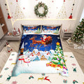 Manfei Christmas Duvet Cover Set King Size, Snowman Xmas Tree Santa Claus Bedding Set 3pcs, Reversible Winter Snow Cabin Holiday New Year Quilt Cover with Zipper Closure, 2 Pillowcases, No Comforter