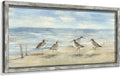 Coastal Framed Painting Wall Decor: Abstract Ocean Wall Art 40"x20" Seagulls Oil Painting Style Beach Picture Printed on Wood Seascape Artwork for Bedroom