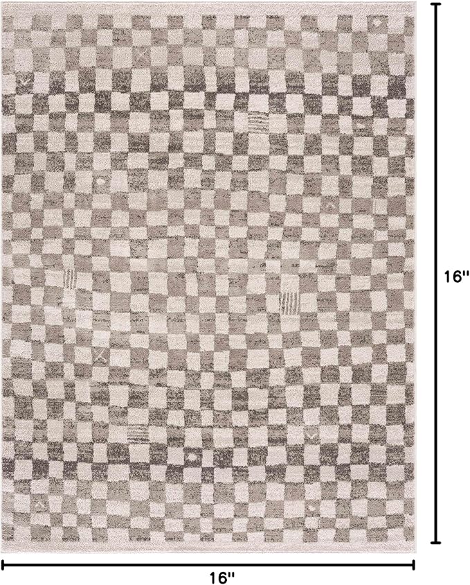 Hauteloom Benjy Living Room, Bedroom Area Rug - Farmhouse - Cream, Beige, Tan - 18" x 18"