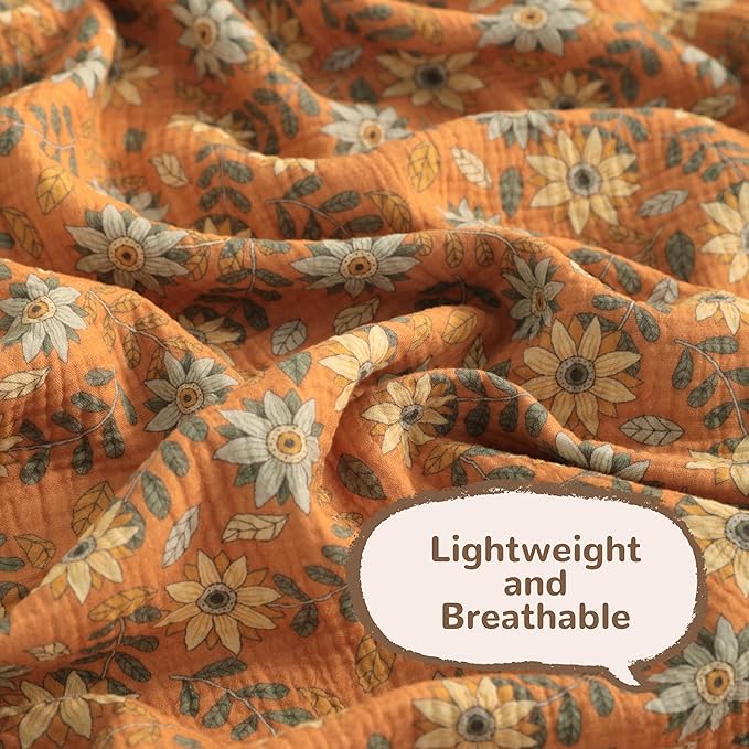 NTBAY 2 Layer Muslin Cotton Baby Swaddle Blanket, 30x40 Soft and Breathable Receiving for Newborns and Infants, Perfect for Crib, Stroller, Travel, Lightweight Nursery Blanket, Vintage Daisy Bloom