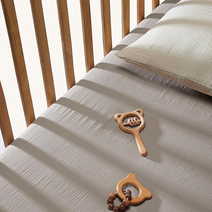 Bioweaves Organic Cotton Muslin Mini Crib Sheet, GOTS Certified Fitted Mini Crib Mattress Sheet, Extra Soft & Breathable for Toddler, Baby Boys & Girls, 38" x 24", 5 Inch Pocket, Wind Chime