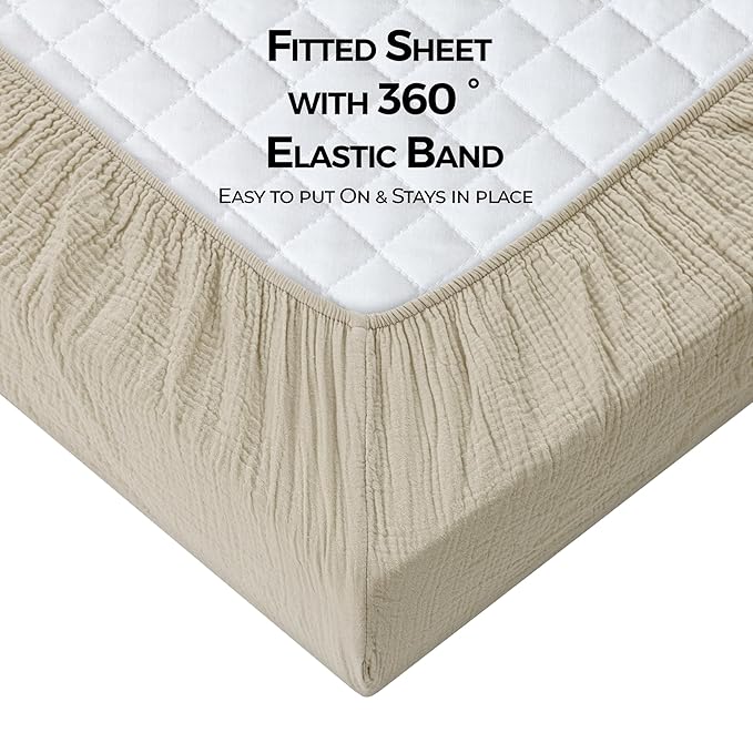 Dreamology Pack and Play Sheets,Mini Muslin Crib Sheet,2 Pack,100% Cotton Crib Sheets,Soft,Breathable,Baby Crib Sheets,Girls,Boys,Pack n Play Sheets Fitted,24x38 Mini Crib Sheet | Caramel,Ecru