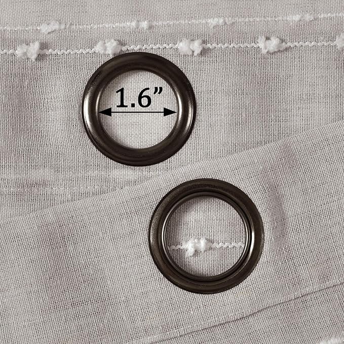 Lush Decor Farmhouse Textured Grommet Sheer Window Curtain Panel Pair, 38"W x 95"L, Gray