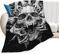 Skull Blanket for Girls Boys Horrible Gothic Throw Blankets Soft Cozy Warm Fuzzy Fleece Cool Black White Bedding Flannel Throws Stuff Gifts for Skull Lovers Kids Men Women Bedroom Decor 50"x40"