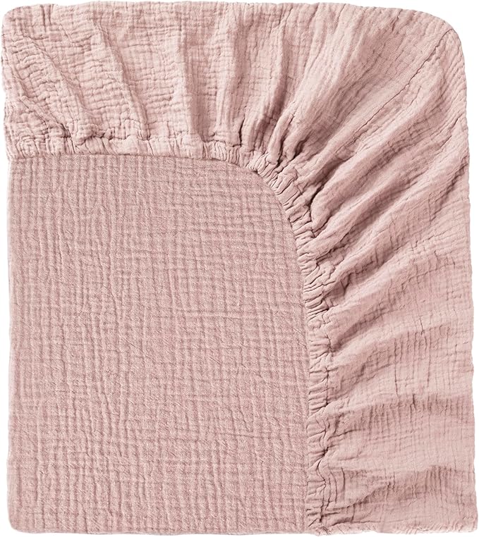 Muslin Crib Sheet – 100% Cotton Baby Fitted Sheet for Boys & Girls, Ultra Soft & Breathable, Snug Fit with 360° Elastic, Fits Standard Crib Mattress 28" x 52" & Toddler Beds.