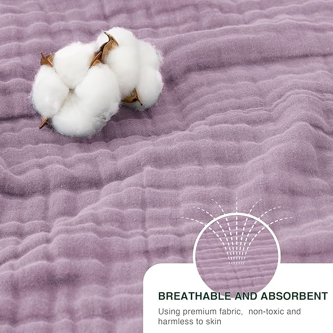Love's cabin 6 Layer 100% Cotton Muslin Blanket, 50"x60" Throw Muslin Blanket for Couch Bed, Lightweight and Breathable Cotton Gauze for Adult, Lavender