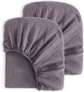 NTBAY 2 Pack Muslin Cotton Mini Crib Sheets, Soft and Breathable Double Layer 24x38 Baby Crib Sheets for Mini Crib and Toddler Mattresses, Boys, Girls, Unisex, Greyish Purple, 24x38 Inches