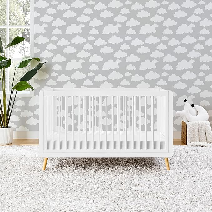 Tatum 3-in-1 Convertible Crib - Included Toddler Guard Rail, White Finish, Adjustable Mattress Height, Converts to Toddler Bed & Daybed, Fits Standard Full-Size Crib Mattress