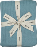 Knitted Organic Cotton Baby Blanket- Swaddle Blanket, 30" x 40" Soft Receiving Blanket for Newborn (Ribbed - Polar Blue)