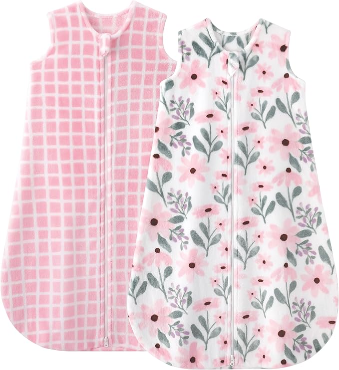Yoofoss Fleece Baby Sleep Sack 2 Pack 1.5 Tog Baby Wearable Blanket with 2-Way Zipper