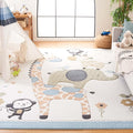 SAFAVIEH Carousel Kids Collection Area Rug - 9' x 12', Ivory, Animal Design, Non-Shedding & Easy Care, Ideal for High Traffic Areas for Boys & Girls in Playroom, Nursery, Bedroom (CRK120A)