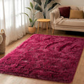 2x6 Rug - Non-Slip Runner for Living Room - Height Pile 1.4" Plush Rug - Throw Rugs Carpet for Bedroom - Burgundy
