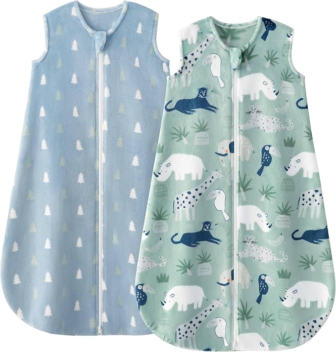 Yoofoss Fleece Baby Sleep Sack 2 Pack 1.5 Tog Baby Wearable Blanket with 2-Way Zipper