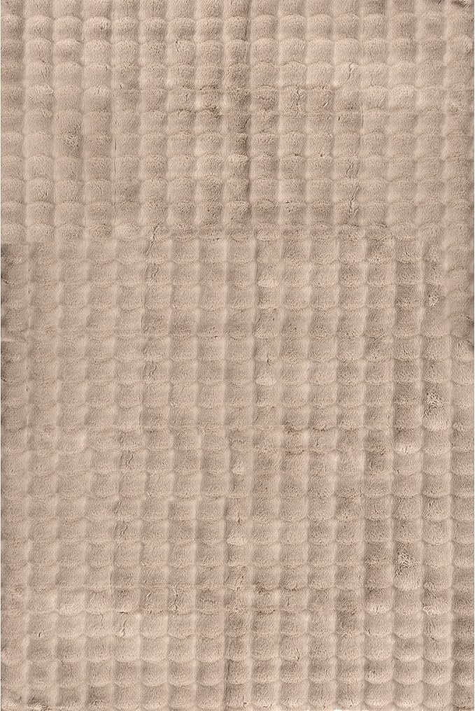 nuLOOM Jeni Taupe, 6' Square, Solid Faux Rabbit, Fluffy and Cozy, High Traffic, Stain Resistant, Easy Clean, Durable Washable Area Rug for Bedroom, Living Room, Dining, Den, Foyer, Entryway