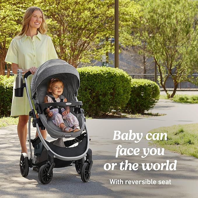 Graco Modes Pramette Stroller, 3-in-1 Baby Stroller, 3 Modes from Infant Car Seat Carrier, Infant Pramette, to Toddler Stroller, Reversible Seat, One Hand Fold, Extra Storage, Child Tray, Pierce
