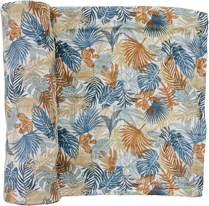 Mebie Baby Paradise Palms Muslin Swaddle, Modern and Neutral Swaddle Blanket for Baby Girl or Boy, Soft Baby Blankets, Newborn Swaddle Blanket, 0-3 Month, Comfy Wrap, Baby Essentials & Gifts