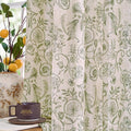 jinchan Linen Floral Curtains for Living Room with Printed Flower 84 Inches Long Light Filtering Farmhouse Window Treatment Vintage Drapes Back Tab Rod Pocket 2 Panels Green on Beige