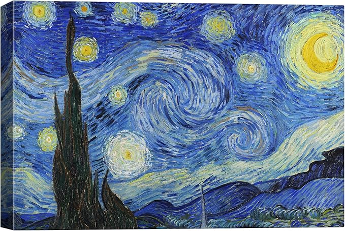 SIGNWIN - Canvas Wall Art - Van Gogh Star Moonlight Night - Poster Giclee Wall Decorations for Living Room High Definition Printed - 32x48 inches