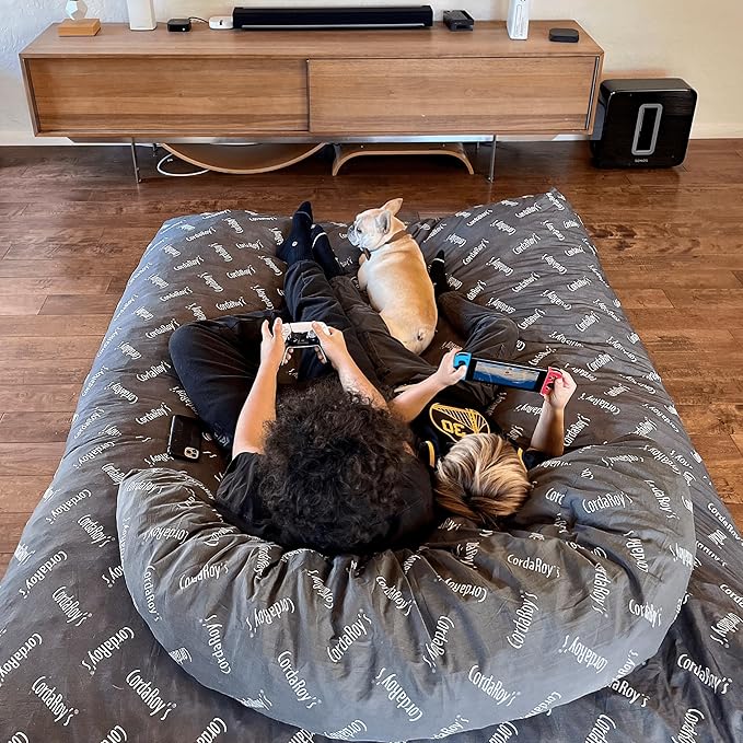 CordaRoy's NEST Gaming Bean Bag Chair-Convertible Bean Bag Chair -Washable Chenille Cover with Pockets for Remote,Controllers-for Living Room,Basement-Full Size-Charcoal|Made in The USA