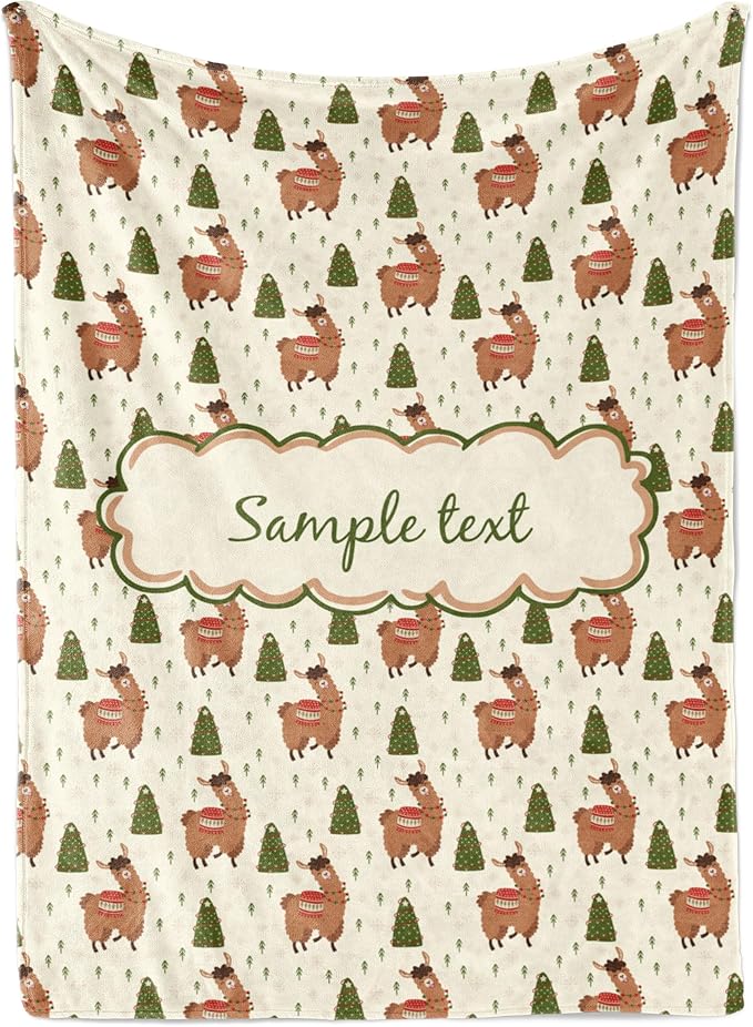 Personalized Holiday Llama Blanket - Ships Next Day, Printed in USA - Warm Fleece or Sherpa Sofa Throw for Christmas,Fun Christmas Décor - Customizable Family Throws (Fleece 30x40)