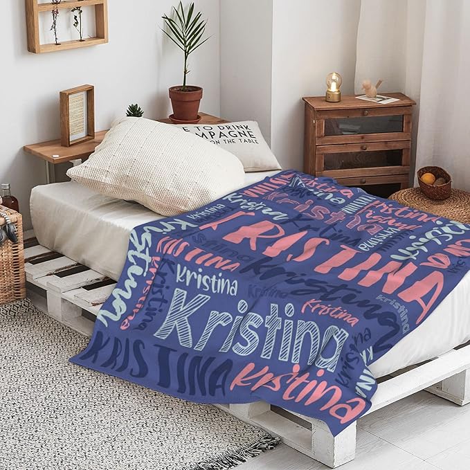 Dr.TOUGH Personalized Blankets with Name Customized Baby Blankets for Girls Boys Adults Monogrammed Blankets and Throws Christmas Birthday Mothers Fathers Valentines Day Gift (Dark Blue,50''×60'')