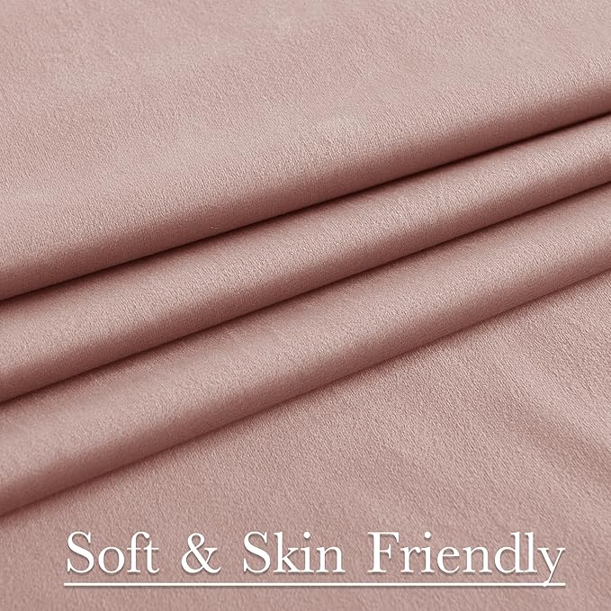 StangH Dusty Pink Velvet Curtains for Nursery Kids Back Tab Room Darkening Privacy Window Drapes Home Decoration for Bedroom/Living Dining Room/Spa/Office, W52 x L90, 2 Panels