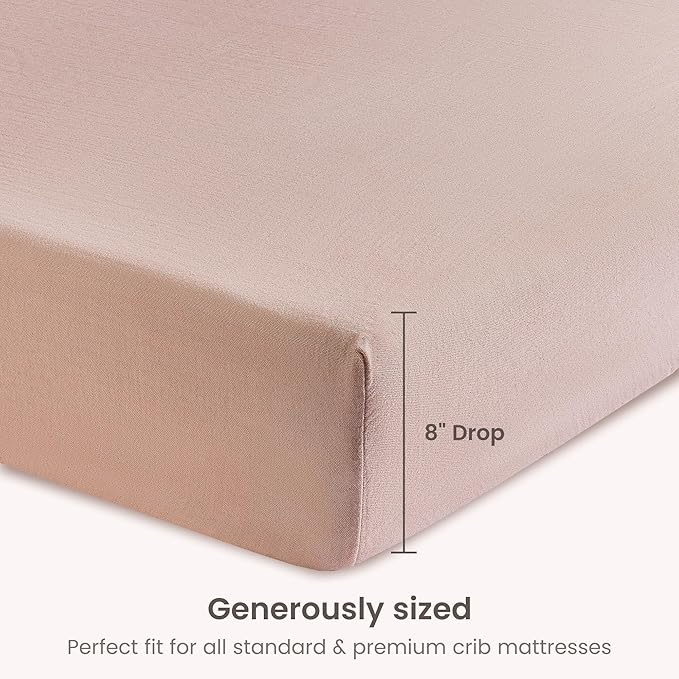 Bioweaves Organic Cotton Muslin Bassinet Sheet, GOTS Certified Extra Soft Fitted Sheet, Universal Fit for Oval Baby Bassinet Mattresses, 33" x 17", 4 Inch Pocket, Dusty Pink