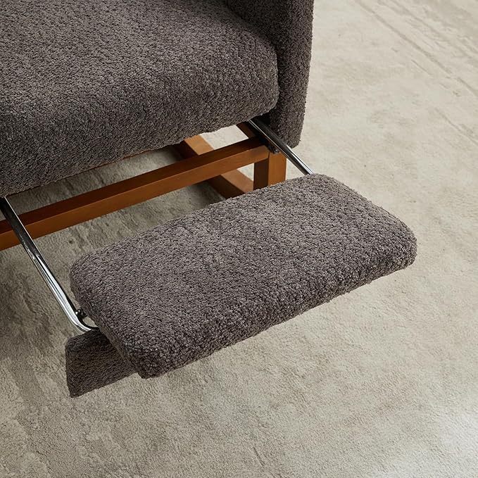 Dolonm Rocking Chair Nursery,Glider Rocking Chair with Footrest High Backrest Glider Rocker for Baby Room Boucle Accent Chair for Living Room Mid Century Modern Arm Chair for Bedroom,Charcoal