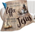 Christian Jesus and Coffee Throw Blanket - Religious Fleece Blanket for Women, Men, Kids, Adults - Soft Warm Cozy for Couch, Sofa, Bed - Coffee Gifts and Decor - 80"x60"