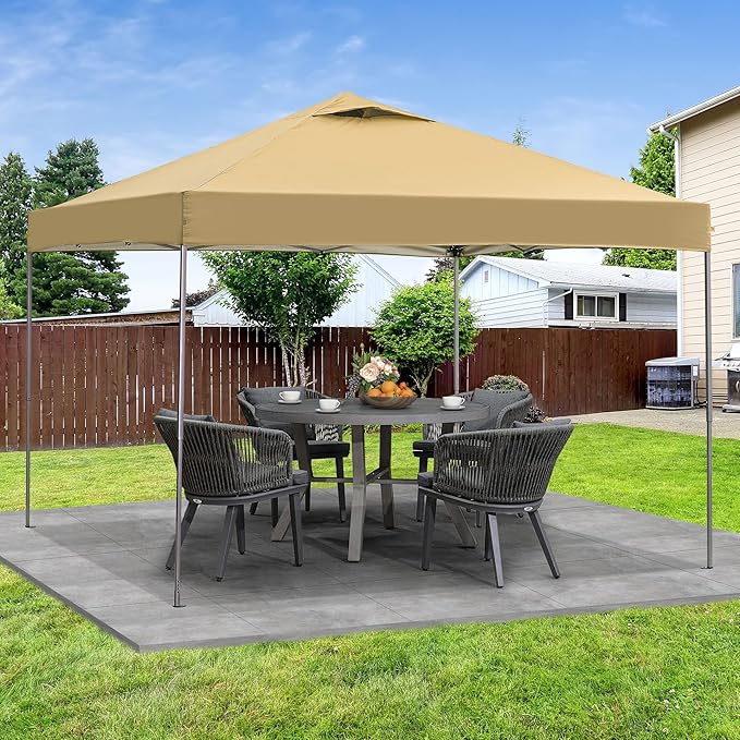GDY 10'x10' Pop Up Canopy Tent, Outdoor Canopy, Patio Tent,Commercial Instant Gazebos, Portable Shelter Canopies, for Patio/Outdoor/Wedding Parties and Events, (Brown)
