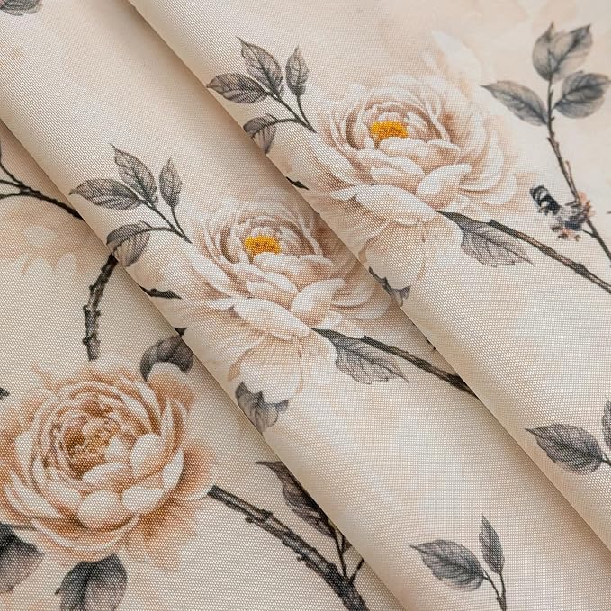ENJOYBRIDAL Floral Curtains 63 Inches Long 2 Panels Set Farmhouse Rod Pocket Drapes for Bedroom Boho Cute Short Window Curtain Panels Rustic Living Room Semi Sheer Cottage Vintage Window Treatments