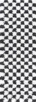BoutiqueRugs Atira Black and White Checkered Shag Runner Rug - Modern Checkered Shag - High Pile Fluffy Shaggy Carpet for Hallway, Kids Room - White, Black - 2'7" x 10' (2x10)