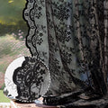 Anmao Vintage Lace Curtains 54 Inches Long 2 Panels Set, Romantic Elegant Light Filtering Semi Sheer Floral Thick Lacy Curtain Drapes for Living Room and Bedroom, Each Panel 55W x 54L, Black