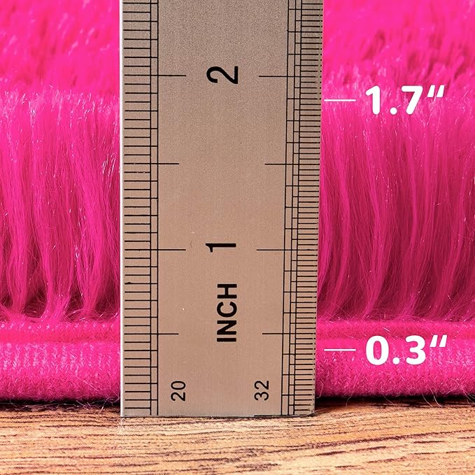 Fluffy Rug Runner 2x4, Super Soft Hot Pink Bedside Runner, Non-Slip Hallway Decor
