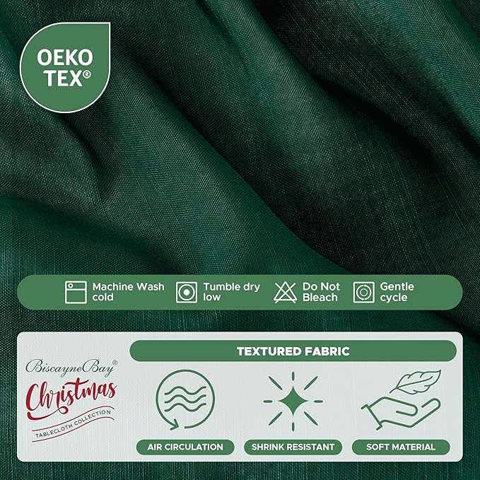 Biscaynebay Wrap Around Bed Skirts for King & Cal King Beds 15" Drop, Christmas Hunter Green Adjustable Elastic Dust Ruffles Easy Fit Wrinkle & Fade Resistant Silky Luxurious Fabric Machine Washable