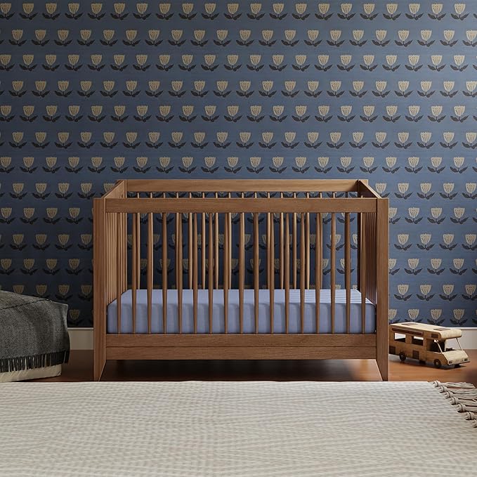 Babyletto Sprout 4-in-1 Convertible Crib with Toddler Bed Conversion Kit in Natural Walnut, Greenguard Gold Certified
