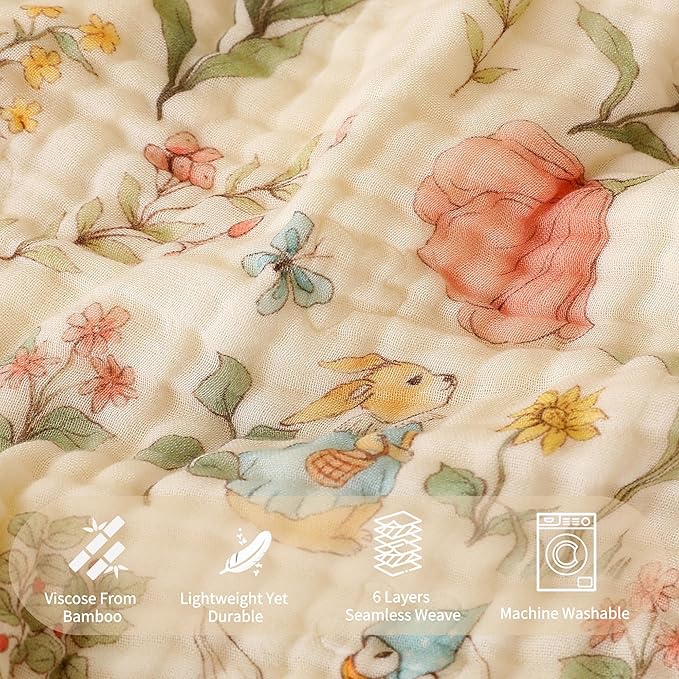 Ultra-Soft Muslin Baby Blanket - Premium Woodland Swaddle, Crib & Nursery Blanket (Gender Neutral), 43x43