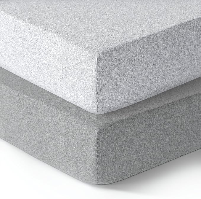 Dreamology Crib Size Sheets, 100% Cotton Crib Sheets Fitted for Boys, Girls, Soft, 2 Pack, Crib Sheets Neutral and Toddler Bed Sheets, 52x28 Crib Mattress Sheet | Dark Grey and Silver Grey