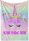 Personalized Unicorn Blanket for Girls | Kids Unicorn | Custom Plush Fuzzy Unicorns for Toddler | Customized Little Girl Throw Blankets | Girl Birthday (Sherpa – 50x60)