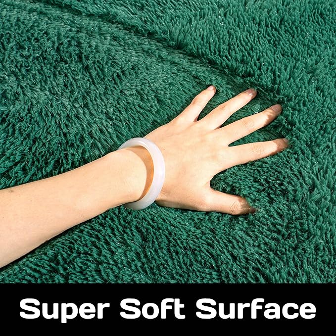 Fluffy Rug Stain Resistant 4x6 Feet, Dark Green Area Rug for Bedroom, Super Soft Shaggy Rugs Room Carpet Floor Rug