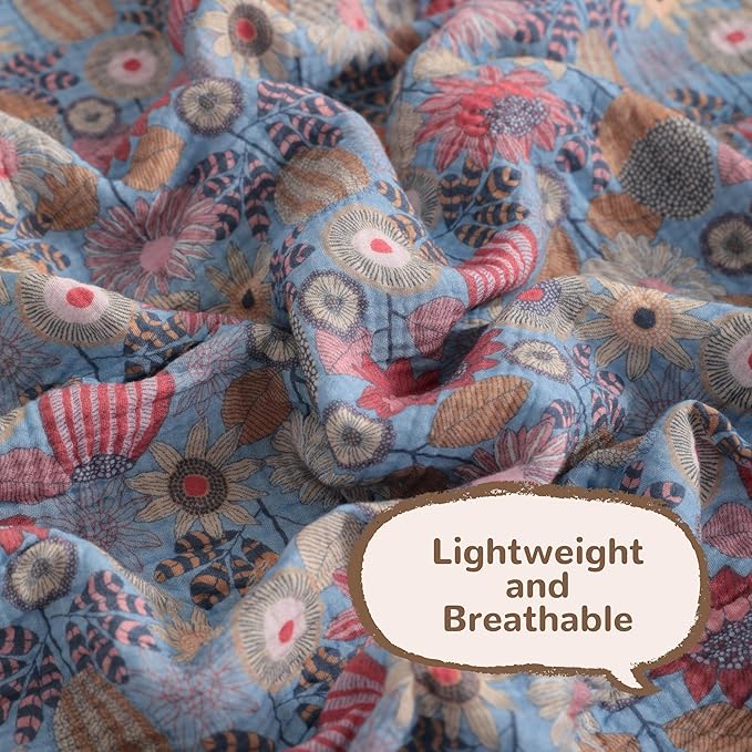 NTBAY 4 Layer Muslin Cotton Toddler Blanket, 30x40 Soft and Breathable Receiving for Newborns and Infants, Perfect for Crib, Stroller, Travel, Lightweight Nursery Blanket, Boho Flower