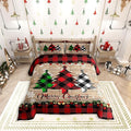 Manfei Plaid Tree Comforter Set King Size, Wooden Stripe Print Bedding Set 3pcs for Kids Boys Girls Bedroom Decor, Christmas Theme New Year Quilt Set with 2 Pillowcases