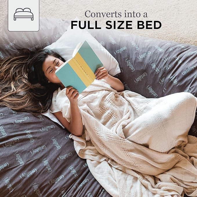 CordaRoy's Chenille Bean Bag-Convertible Bean Bag Chair-Machine-Washable Chenille Fabric Cover-for Basement,Living Room,Game Room,Dorm & More - Full Size - Navy | Made in The USA