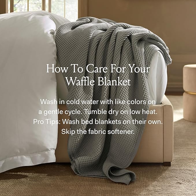 BOLL & BRANCH Waffle Bed Blanket - Twin/Twin XL, Holly - Luxury 100% Organic Cotton - Soft, Lightweight and Breathable - Textured Waffle Weave